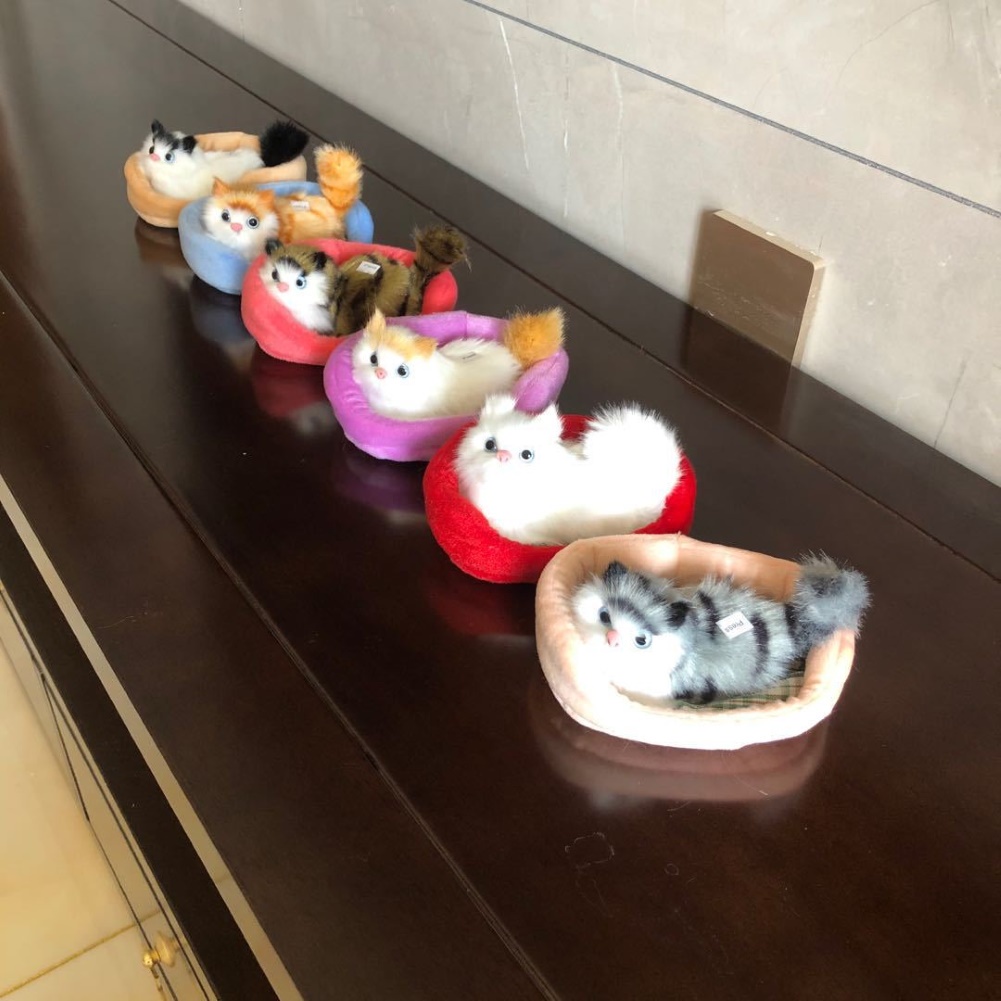 Đồ Chơi Mèo Nhồi Bông Nằm Ngủ Có Âm Thanh Trang Trí Nhà Cửa Xe Hơi