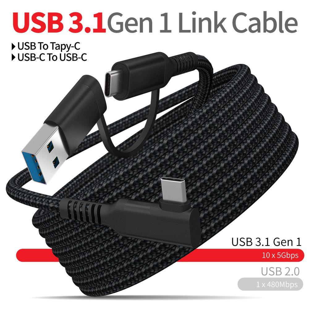 Dây Cáp Sạc Nhanh Truyền Dữ Liệu Đầu USB 3.0 Sang Type-C 90 Độ Cho Quest 2
