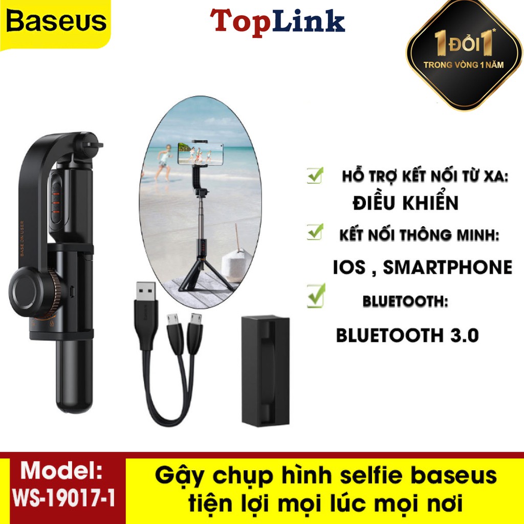 Gậy Chụp Ảnh Selfie Bluetooth Không Dây Baseus Lovely Folding Stand Selfie Stabilizer Uniaxial Bluetooth (WS-19017-1)