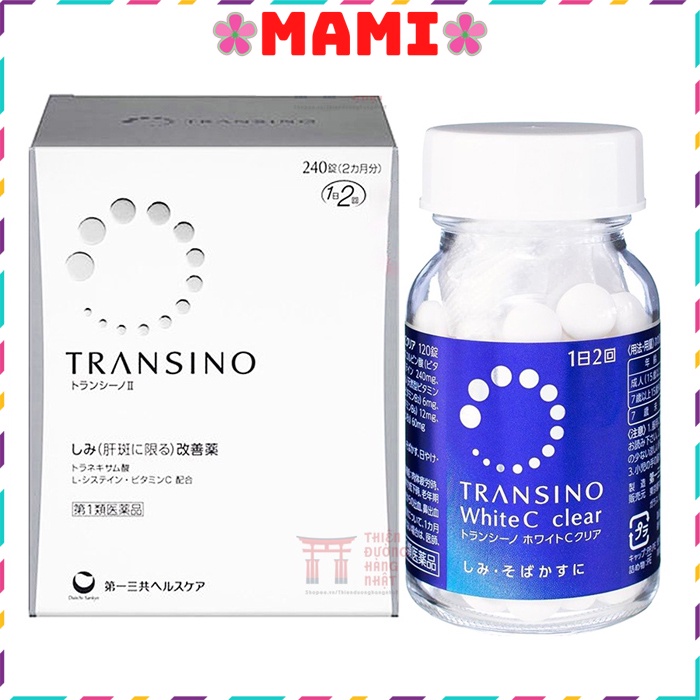 Viên Uống Transino Nhật Bản 240 Viên Và 120V Mờ Nám Trắng Da