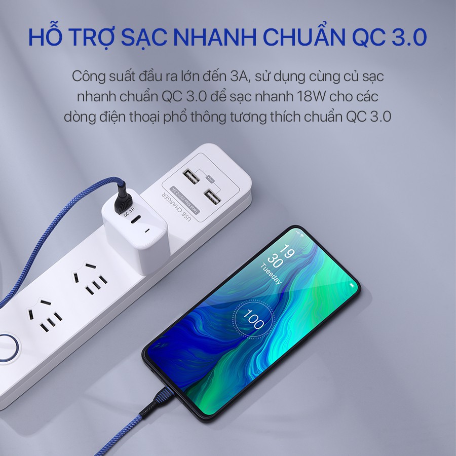 Cáp Sạc Nhanh ACOME ASL SM SC Cáp Dù Bền Chắc 100cm Tương Thích Với Các Dòng iOs Android Iphone Samsung Oppo Xiaomi