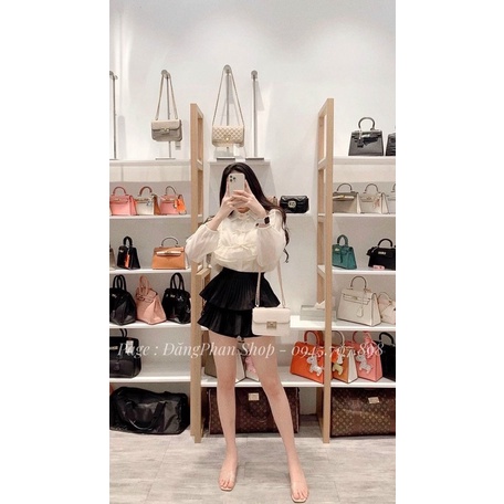 ÁO SƠMI BÈO NGỰC YẾM NƠ TIỂU THƯ TAY BO CHUN
