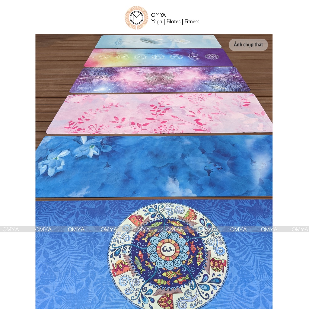 Chính hãng Thảm tập yoga du lịch chống trượt 1,5mm cao su in hoa, định tuyến cao cấp