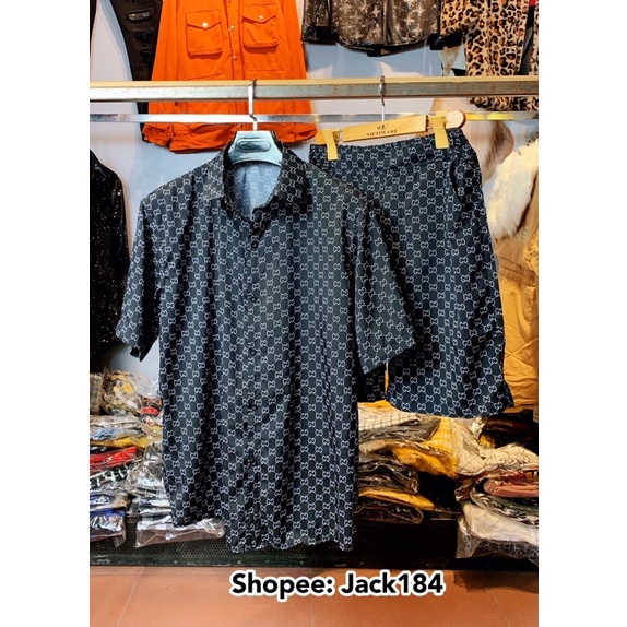 Bộ sơ mi BIG SIZE NAM, Bộ hoạ tiết Gucci, ❤️ đủ size từ 45kg - 80kg - 140kg