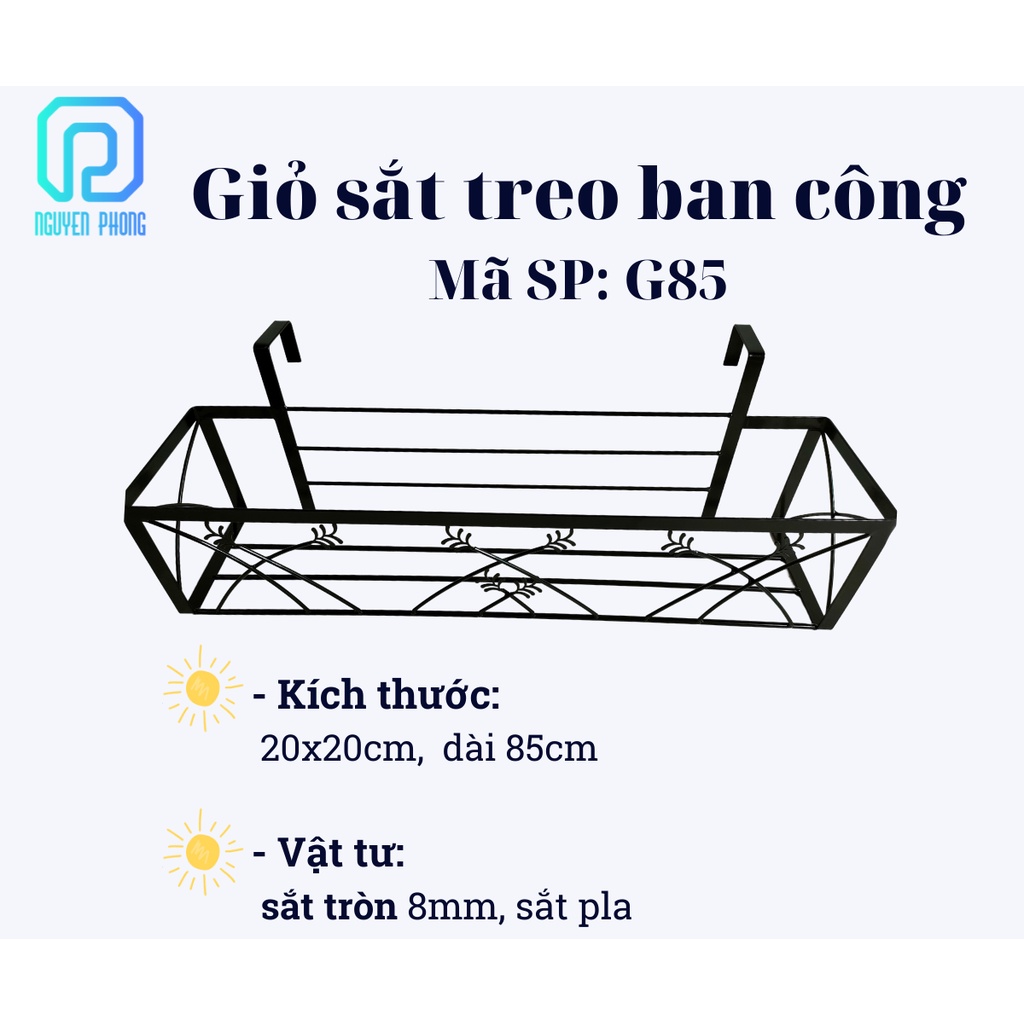 Giỏ sắt treo chậu hoa ban công, giỏ sắt trồng hoa, dụng cụ làm vườn giá sắt trồng rau ban công tiện lợi