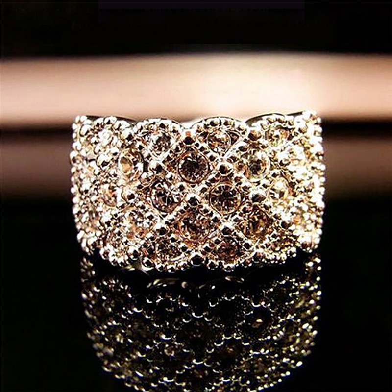 Nhẫn hợp kim đính đá Zircon bản to thời trang nữ