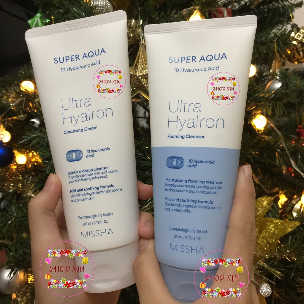 [GIÁ RẺ] COMBO SỮA RỬA MẶT + KEM TẨY TRANG MISSHA SUPER AQUA ULTRA HYALRON FOAMING CLEANSER 200ml và CREAM 200ml