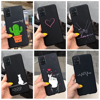 Ốp điện thoại họa tiết dễ thương màu đen chống sốc cho Samsung Galaxy M31S A21S
