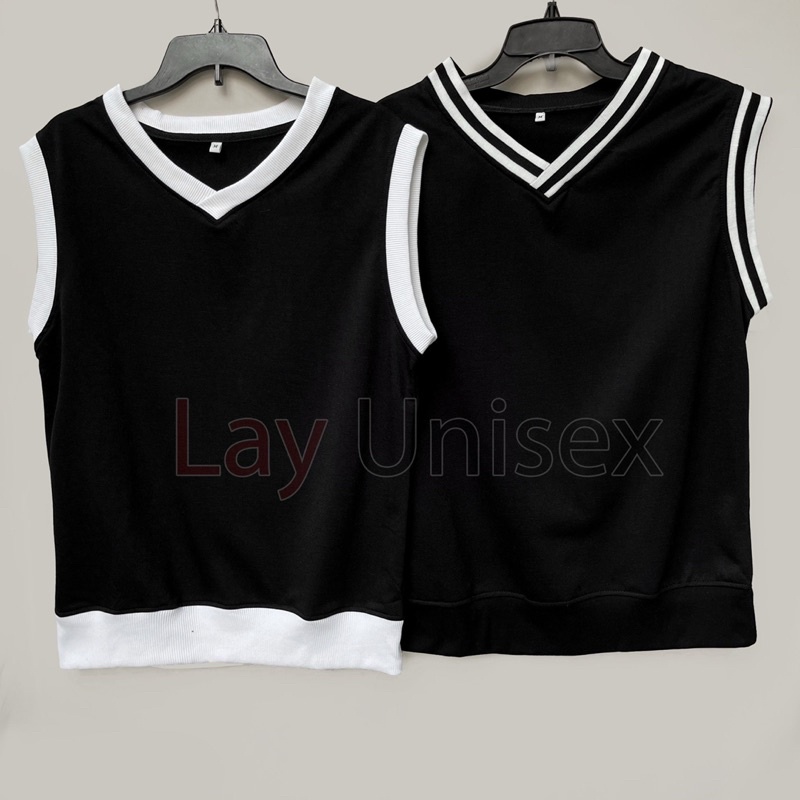 Áo gile nam nữ unisex form rộng viền sọc