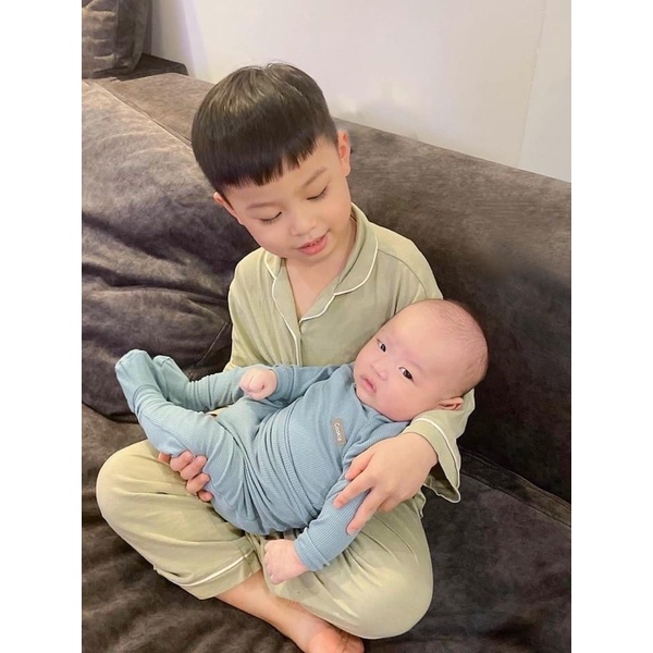Bộ sơ sinh cài chéo Cookie dài tay chính hãng