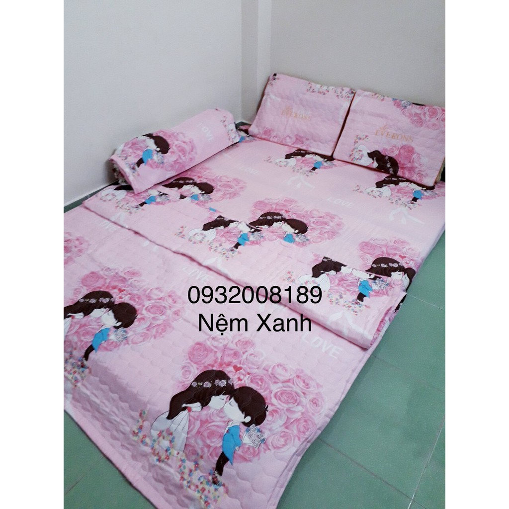 bộ chăn gra set 5 món cotong poli - bộ drap giường cao cấp