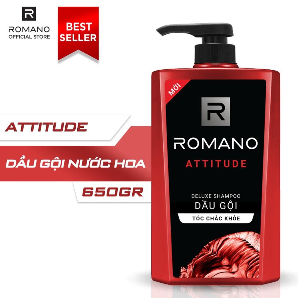 Combo Dầu Gội Romano Attitude 650g + Xịt Toàn Thân Ngăn Mồ Hôi Mùi Cơ Thể 150ml