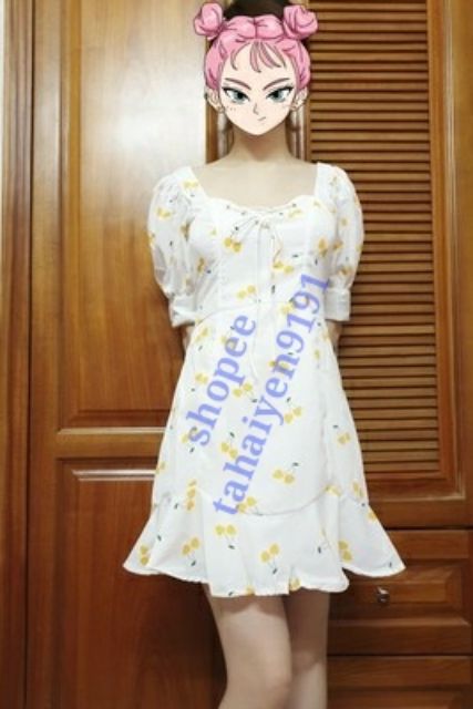 (Có ảnh thật Hàng Quảng Châu có Size) Váy Đầm Cổ Vuông Chiết Eo Đuôi Cá Cực Tôn Dáng