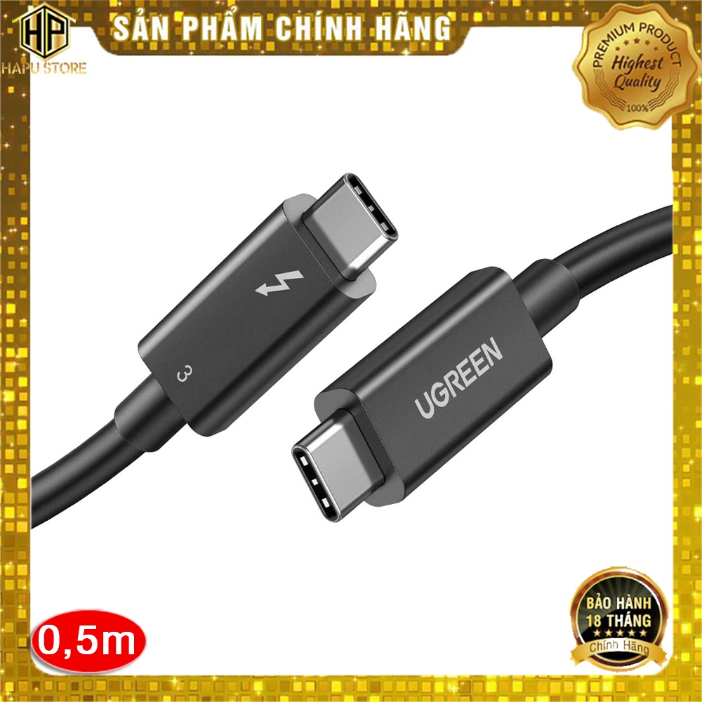 Cáp USB Type C Ugreen 80324 hai đầu dương dài 0.5M hỗ trợ video 5K 60Hz cao cấp - Hapustore