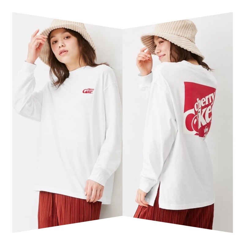Áo phông nữ dài tay oversive xinh xắn, cá tính Cherry Co.ke của GU - Nhật