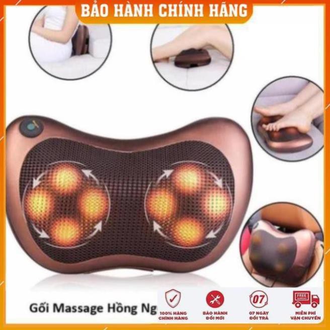 Gối masage 8 Bi Hồng Ngoại Công Nghệ Nhật Bản + tặng đầu cắm xạc trên ô tô