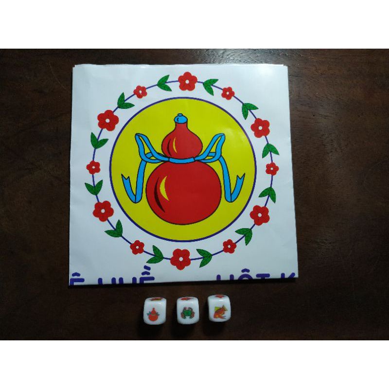 Bộ Bầu Cua Hột Xúc Xắc Hột Nhựa Cấp ( Mỗi Mặt 2 cm ) Bộ Lắc Bầu Cua Tôm Cá