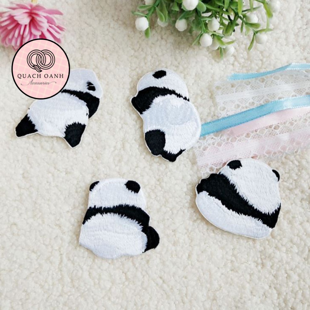 Sticker nhãn dán vải thêu hình gấu trúc trang trí sổ, vở, mũ bảo hiểm - ST21