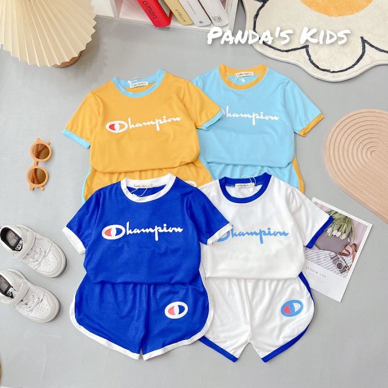 Bộ cộc tay Champion thun lạnh minkymom in thương hiệu size 90-150