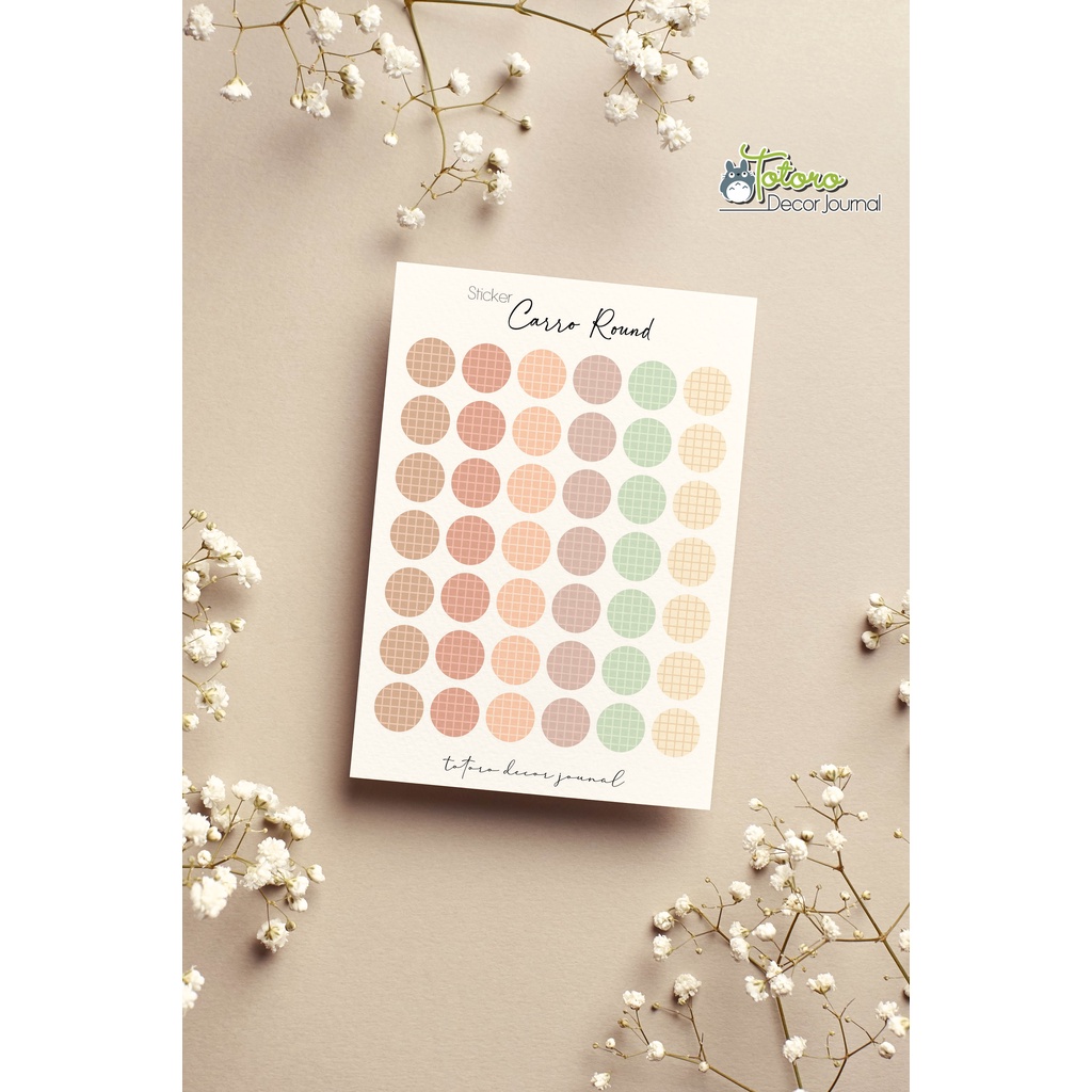 Sticker caro tròn màu patel dễ thương