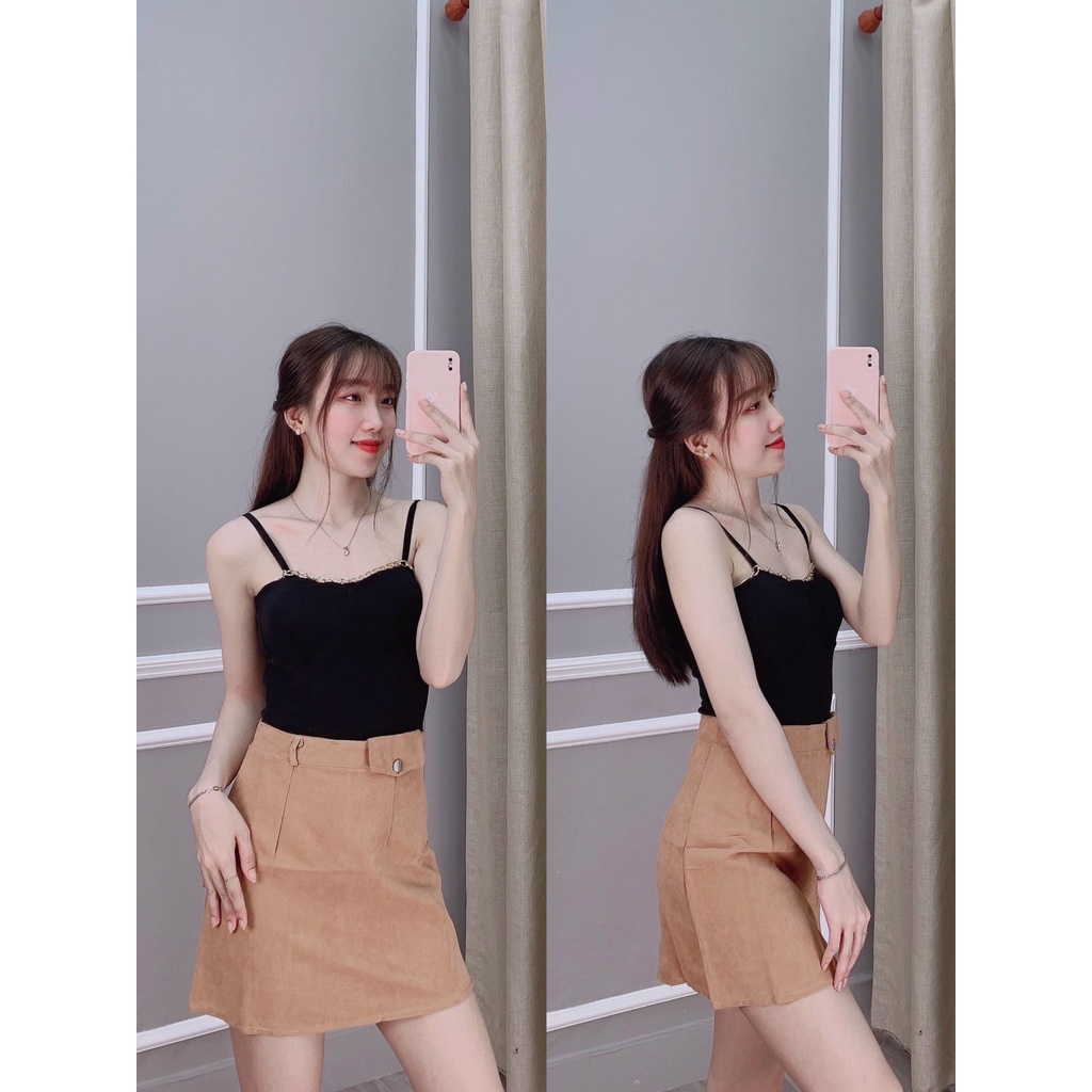 Chân váy dạ chữ A dáng ngắn co dãn nhự có quần trong MS83