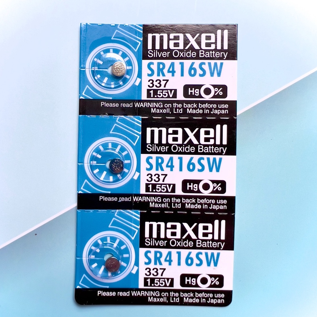 Vỉ 5 Viên Pin SR416SW / 337 Maxell Nhật Bản 1.55V Cho Đồng Hồ Đeo Tay