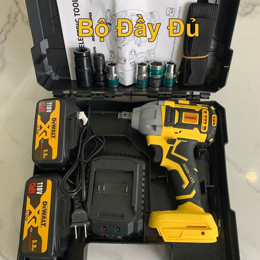 Máy Siết Bulong DEWALT Gân 118V Không Chổi Than 2 trong 1 mẫu mới 2020 Tặng 5 Đầu Khẩu + 1 Đầu chuyển vít