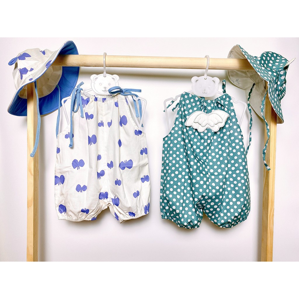 BỘ JUMPSUIT BÉ GÁI CAO CẤP NGẮN TAY (5-11KG) HỌA TIẾT CHẤM BI, CÁNH BƯỚM