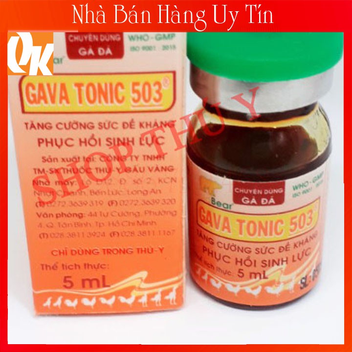 Tonic 503 5ml nuôi gà đá- Tăng Cơ Bắp-Nuôi Chiến Kê Tăng Bo Đá Hừng Gà