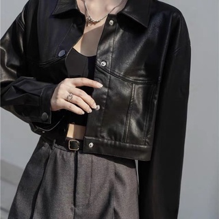 Áo khoác da croptop kiểu dáng hàn quốc