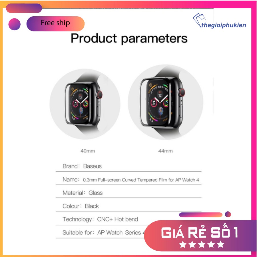 Kính cường lực Baseus cho Apple Watch  size 40mm-44mm