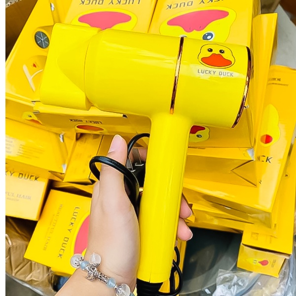 Máy sấy tóc mini 2 chế độ, thiết kế vịt vàng siêu xinh, công suất 1200W, Bảo hành 30 ngày