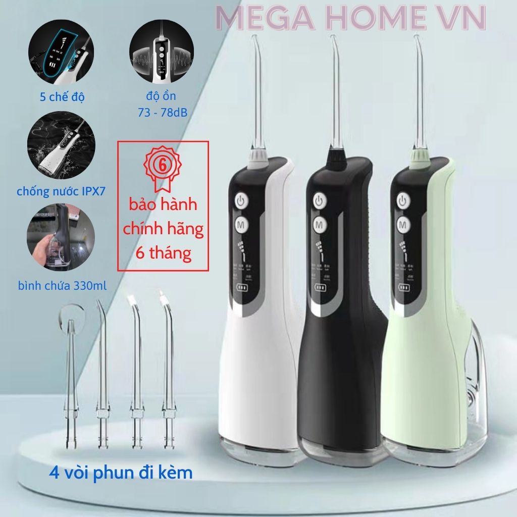 Máy tăm nước Portable Oral Irrigator 5 chế độ chăm sóc răng miệng, Bảo hành 6 tháng - L12
