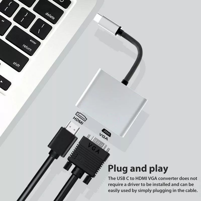 Bộ chuyển đổi cổng Type-C sang HDMI + VGA độ nét cao chuyên dụng chất lượng