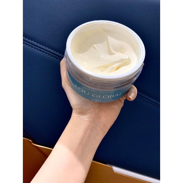 Combo BodyCream Lou Global - Kem dưỡng trắng da kèm thiệp muỗng thoa kem túi giấy và hộp