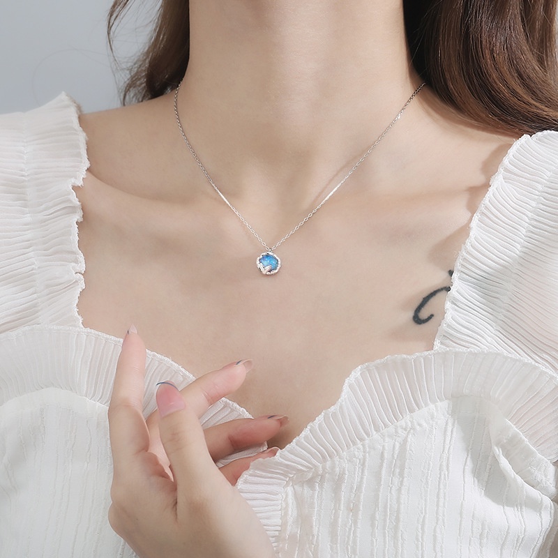 Thiết kế sang trọng Vòng cổ hình giọt nước màu xanh da trời cho nữ