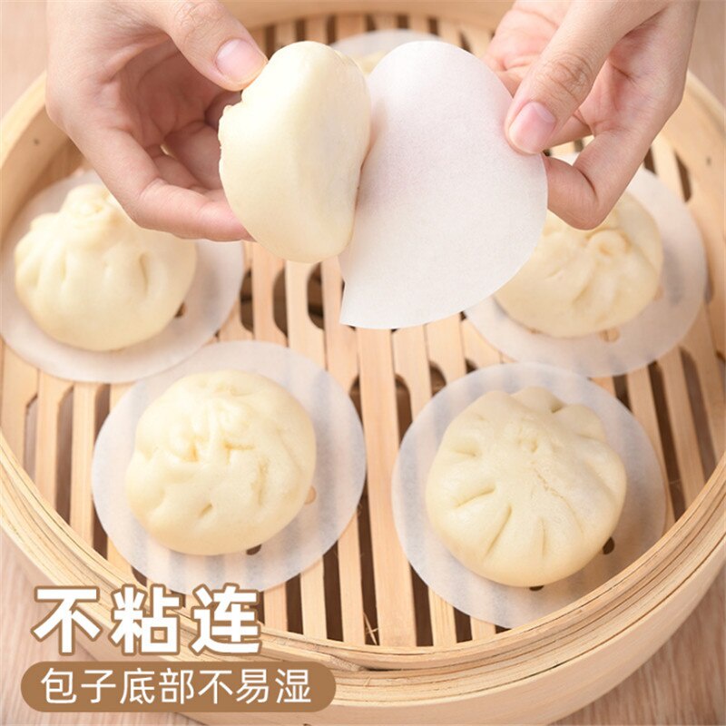 Giấy Nến Chống Dính Hình Tròn Cắt Sẵn Lót Bánh Bao Size 8cm,10cm,12cm(set 500 Tờ)