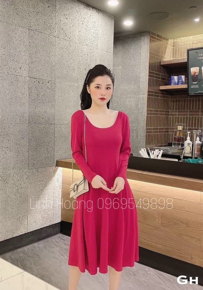 Váy zip xòe cổ tròn dài nhiều màu