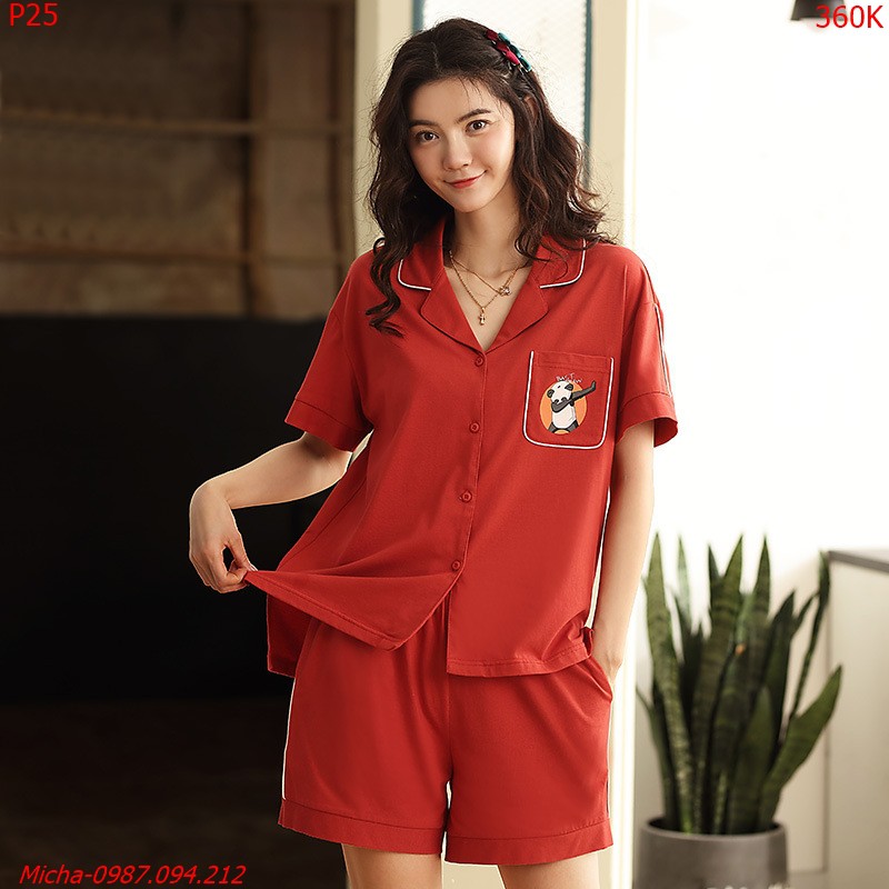 Pyjama đỏ hình gấu trúc (có hình in sau lưng) - Micha P25