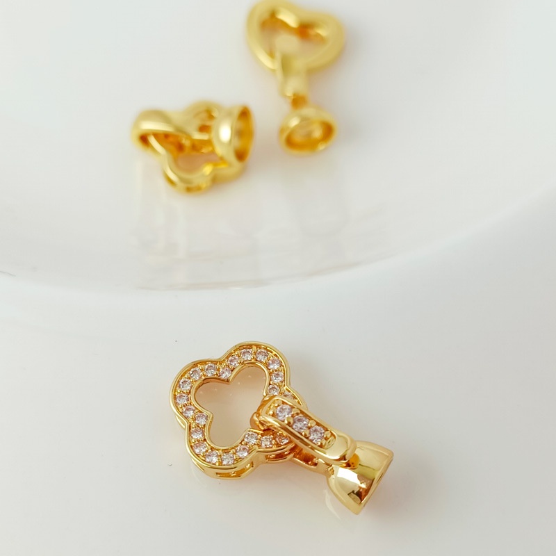 [K41B] Phụ kiện trang sức (DIY) - Chốt khóa 2 mẫu cách điệu trơn nạm đá  làm vòng cổ vòng tay