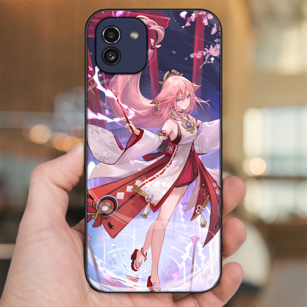 Ốp lưng Samsung A03 viền đen in hình Yae Miko Genshin Impact