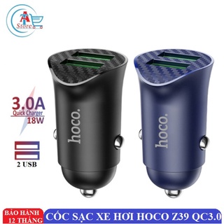 Tẩu sạc xe hơi 2usb hoco z39 qc3.0 18w chính hãng