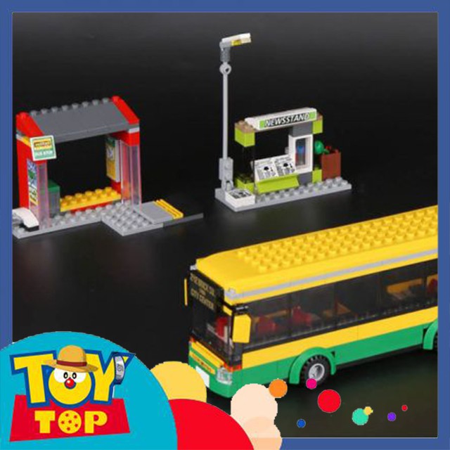 Bộ đồ chơi lắp ráp ghép City Town xếp hình trạm chờ xe ô tô buýt bus thành phố Leji 40021 / A19079 mô phỏng 60154