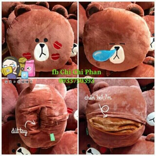 Gối mền 3 trong 1 gấu Brown