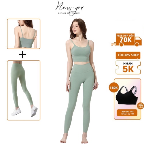 Bộ Quần Áo Tập Thể Thao Gym Yoga Aerobic Xe Đạp Nữ Cao Cấp NEWYOU - Vải Sợi Lycra Cao Cấp-SET5