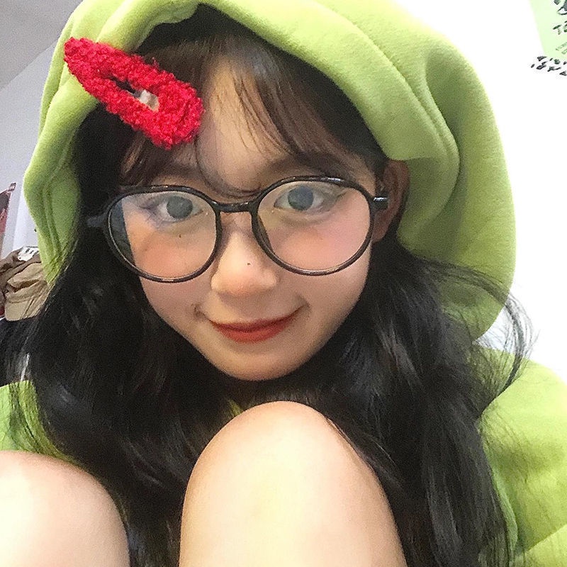 【F&amp;X】Áo khoác lông cừu dáng rộng thêu hình quả bơ hoạt hình vui nhộn màu xanh lá cây mùa thu đông cho nữ sinh