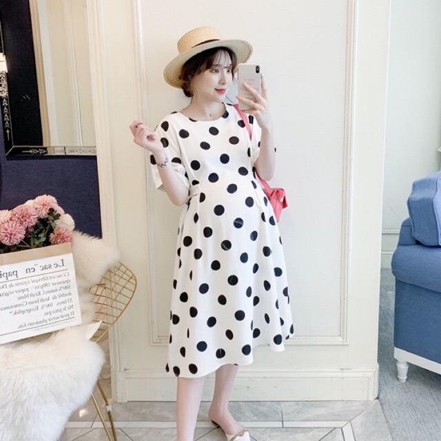 Váy bầu chấm bi mới W116