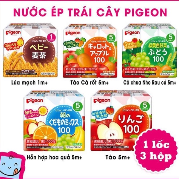 NƯỚC ÉP TRÁI CÂY PIGEON CHO BÉ TỪ 5 THÁNG LỐC 3 x 125ml