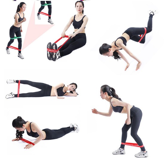 Dây kháng lực Miniband Band cao su tập chân mông, dây đàn hồi tập Gym bộ 6 dây Gym 34