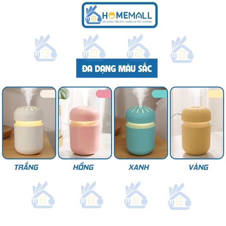 Máy phun sương tạo ẩm, máy xông tinh dầu hình nấm decor làm đèn ngủ tích hợp LED nhiều màu MX5